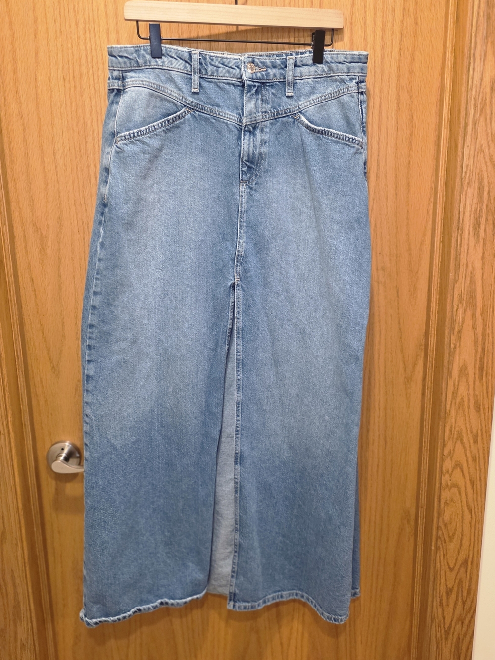 We The Free Come As You Are Light Blue Denim Maxi Skirt